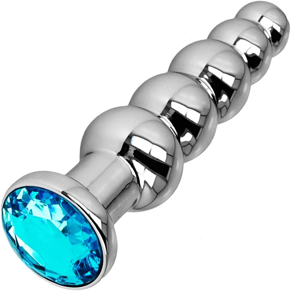 DUŻY METALOWY KOREK ANALNY KULKOWY Z OZDOBNYM KRYSZTAŁEM ANAL PLUG ZATYCZKA