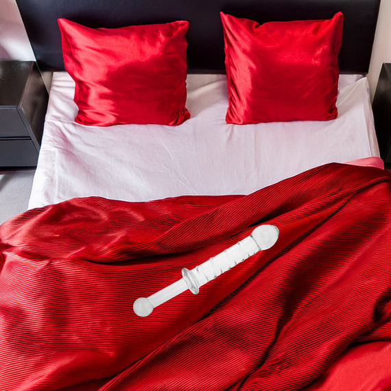 SZKLANE DILDO POCHWOWO-ANALNE PAŁKA PENIS ZE SZKŁA PLUG DO PIESZCZOT