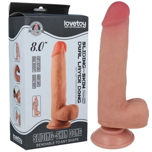 DILDO WAGINALNO ANALNE RUCHOMA SKÓRKA SZTUCZNY SILIKONOWY PENIS PRZYSSAWKA