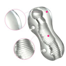 Żelowy Masturbator Tunelowy Z Wypustkami Lodowa Pochwa Z Uchwytem Na Palce