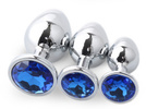 METALOWY KOREK ANALNY PLUG ZESTAW 3 KORKÓW S M L GRANATOWY DIAMENCIK