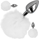 METALOWY PUSZYSTY ANALNY KOREK PLUG - POMPON OGON KRÓLICZKA ZABAWY BDSM