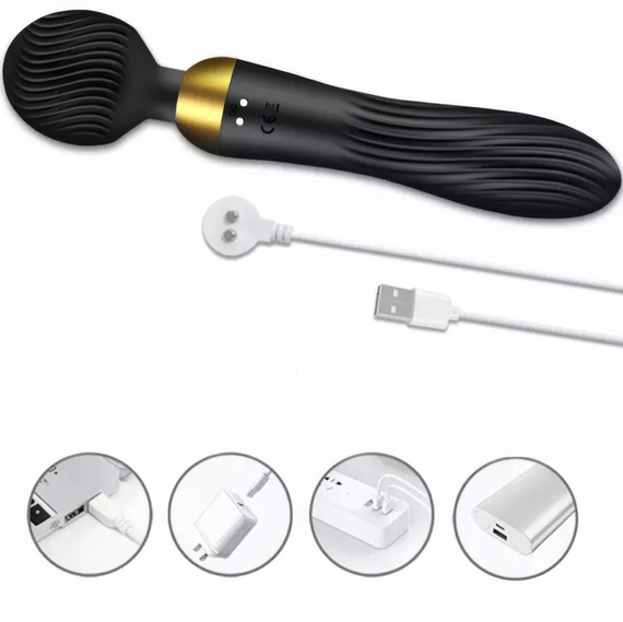 Dwustronny Wibrator Intensywny Masażer 2w1 Wielofunkcyjny Sex Zabawka LeLex