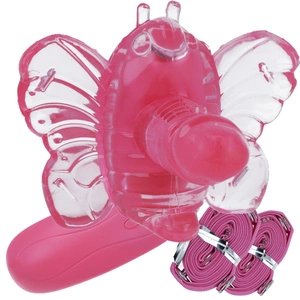 WIBRUJĄCY SEX MOTYLEK DO ŁECHTACZKI I POCHWY NA PASKACH - ZABAWKA WIBRATOR