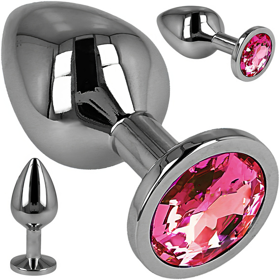 METALOWY KOREK ANALNY Z KRYSZTAŁEM - DUŻY ROZMIAR ALUMINIUM PLUG ANUS