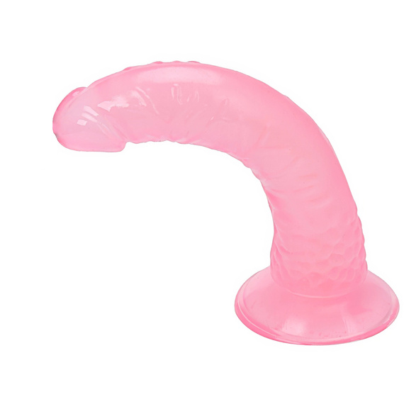 ŻELOWE DILDO WAGINALNO-ANALNE GIĘTKI PENIS Z PRZYSSAWKĄ ZARYSOWANA GŁÓWKA 