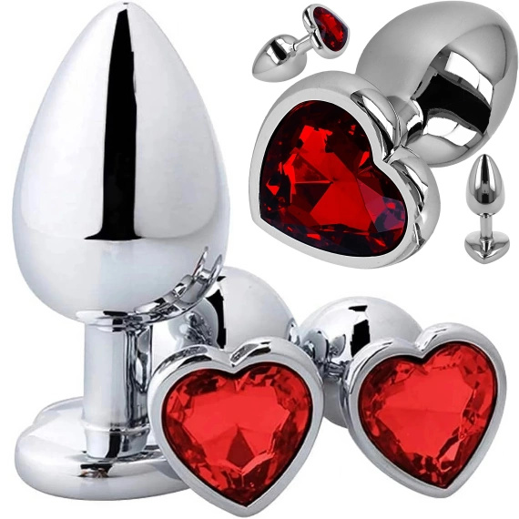 METALOWY KOREK ANALNY ZESTAW 3 KORKÓW S M L MAŁY DUŻY KORKI ANALNE ANAL PLUG