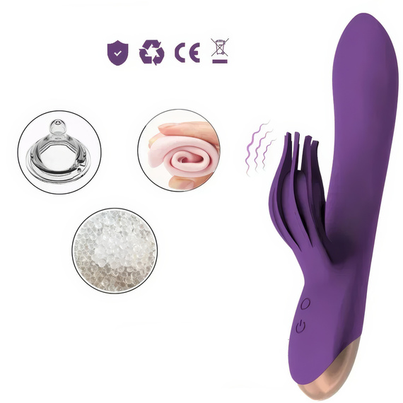 Wibrator Damski Tulipan Silikonowy Masażer Punktu G I Łechtaczki USB LeLex