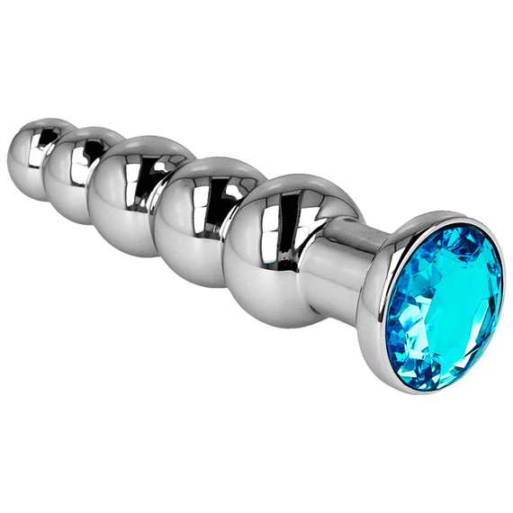 DUŻY METALOWY KOREK ANALNY KULKOWY Z OZDOBNYM KRYSZTAŁEM ANAL PLUG ZATYCZKA