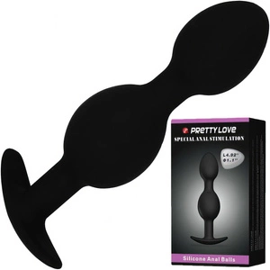 PRETTYLOVE SILIKONOWY KOREK ANALNY Z DWOMA KULKAMI KULKI GEJSZY MASAŻ ANUSA