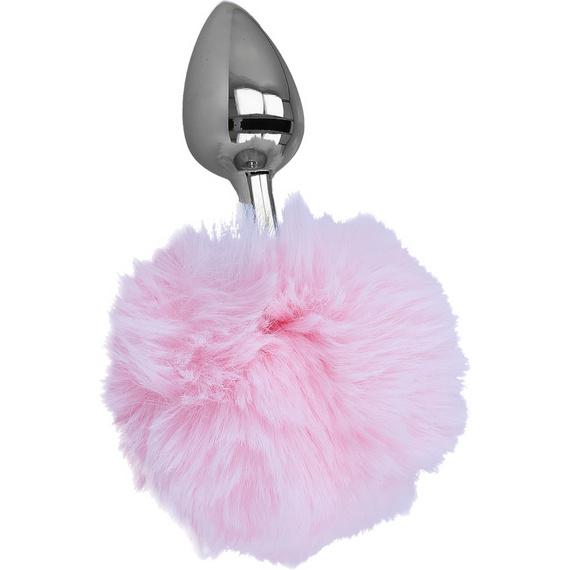 MAŁY KRÓLICZY OGON - METALOWY SEX KOREK ANALNY Z POMPONEM PLUG DO ANUSA