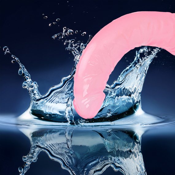 ŻELOWE DILDO WAGINALNO-ANALNE GIĘTKI PENIS Z PRZYSSAWKĄ ZARYSOWANA GŁÓWKA 