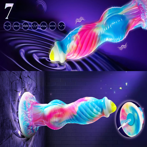 WIELOFUNKCYJNY WIBRATOR FANTAZYJNE KOLOROWE DILDO WAGINALNO-ANALNE NA PILOT