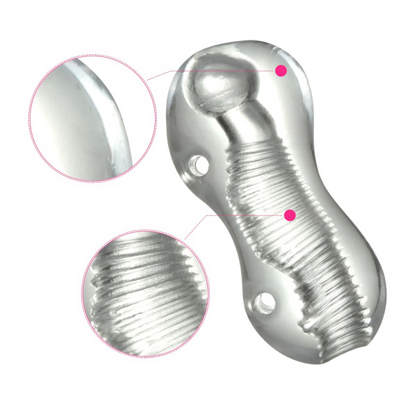 Żelowy Masturbator Tunelowy Z Wypustkami Lodowa Pochwa Z Uchwytem Na Palce