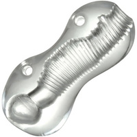 Żelowy Masturbator Tunelowy Z Wypustkami Lodowa Pochwa Z Uchwytem Na Palce