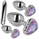 METALOWY ZESTAW KORKÓW ANALNYCH 3 KORKI MIX S M L PLUS WIBRATOR