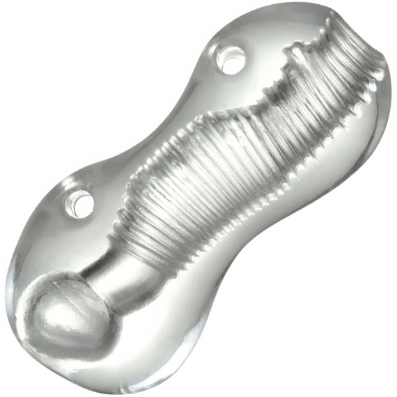 Żelowy Masturbator Tunelowy Z Wypustkami Lodowa Pochwa Z Uchwytem Na Palce