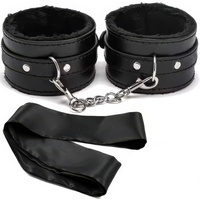 SEX ZESTAW KAJDANKI Z FUTERKIEM + EROTYCZNA OPASKA NA OCZY BDSM ORGAZM