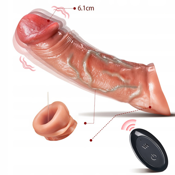 Nakładka Na Penisa Z Wibracją Przedłużająca 6cm Pogrubiająca Pilot LeLex