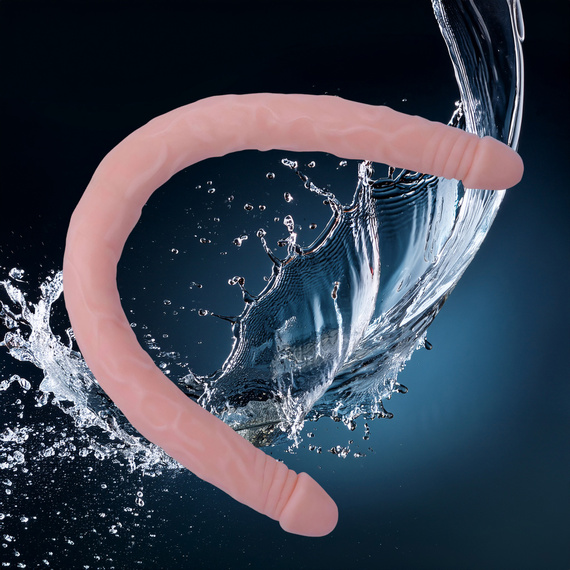 OGROMNY XXL LESBIJSKI EKSTRA DŁUGI GIĘTKI PENIS PODWÓJNE DWUSTRONNE DILDO