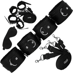 KAJDANKI NA KOSTKI I NADGARSTKI PLUS MASKA BDSM ZESTAW DO KRĘPOWANIA