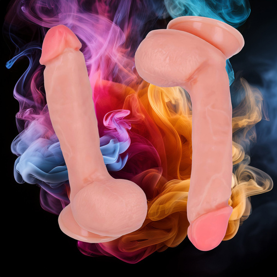 DILDO MĘSKI CZŁONEK Z PRZYSSAWKĄ ZYLASTY PENIS XXL DUŻE MIĘSISTE JĄDRA