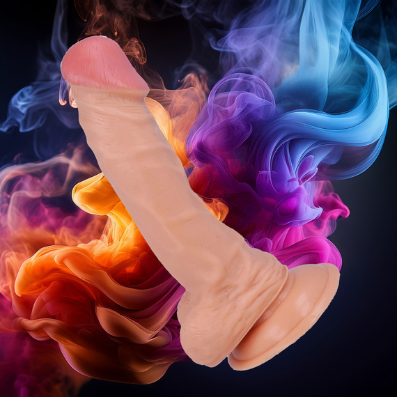 PENIS NA PRZYSSAWCE Sztuczny Członek Z Jądrami REALISTYCZNE SEX DILDO 20 cm