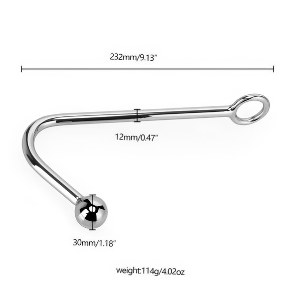 METALOWY DŁUGI KOREK HAK ANALNY Z KULKĄ WTYCZKA PENETRACYJNA MASAŻ ANUSA