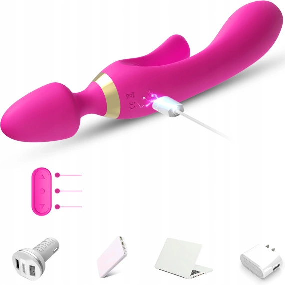 MASAŻER WIBRATOR Z KRÓLICZKIEM STYMULUJE PUNKT G DAWCA ORGAZMÓW WODOODPORNY