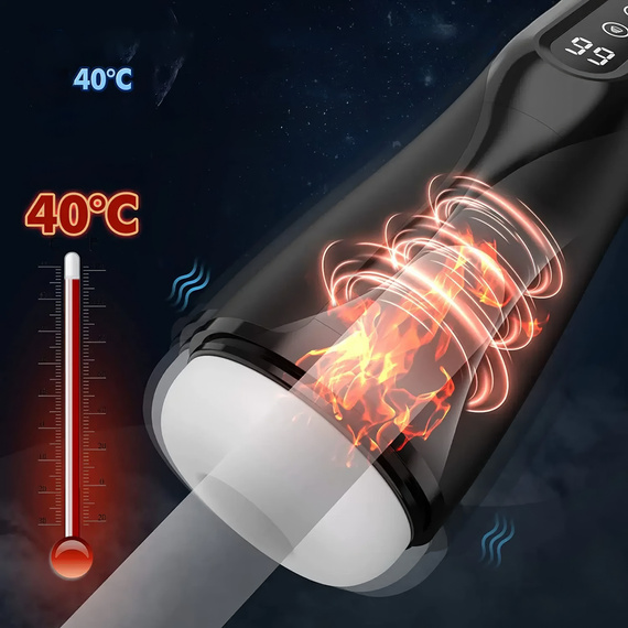 AUTOMATYCZNY MASTURBATOR POCHWA Z WIBRACJĄ, FUNKCJĄ SSANIA I PODGRZEWANA