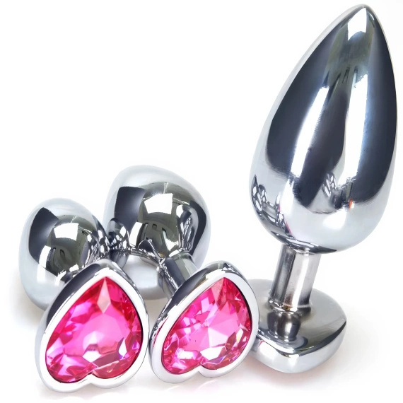 ZESTAW METALOWY KOREK ANALNY 3X ROZMIAR S M L DIAMENT ANAL PLUG MASAŻ ODBYTU