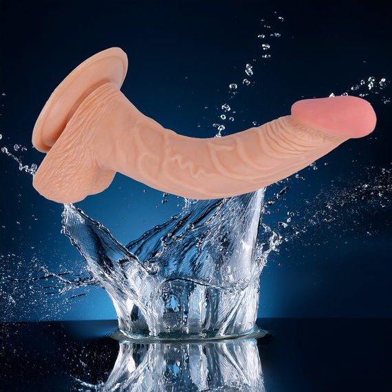 REALISTYCZNE DILDO NATURALNY PENIS - PRZYSSAWKA NABRZMIAŁE JĄDRA GŁÓWKA