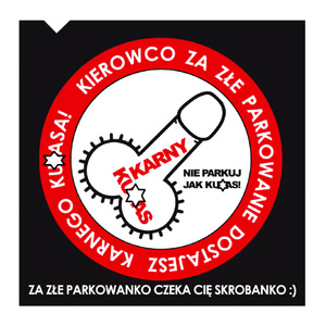 500x KARNE NAKLEJKI ETYKIETY KARNY K*TAS 500 SZTUK - KARNY ZA ZŁE PARKOWANIE