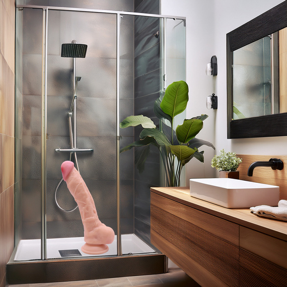 REALISTYCZNE DILDO DUŻY SEKS PENIS Z PRZYSSAWKĄ I JĄDRAMI NABRZMIAŁA ŻOŁĄDŹ