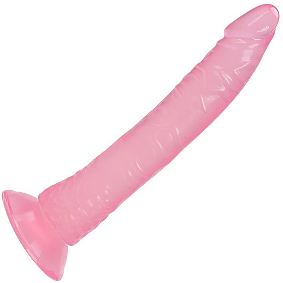 ŻELOWE DILDO WAGINALNO-ANALNE GIĘTKI PENIS Z PRZYSSAWKĄ ZARYSOWANA GŁÓWKA 