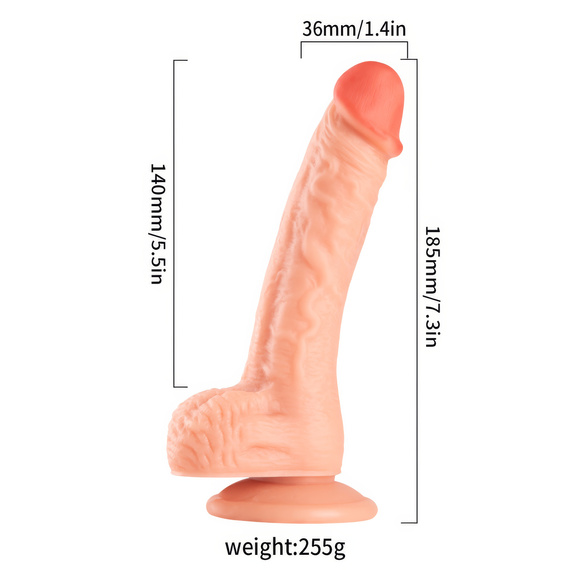 PENIS DILDO GIĘTKI REALISTYCZNE ŻYŁKI ZARYSOWANA GŁÓWKA Z MOCNĄ PRZYSSAWKĄ 