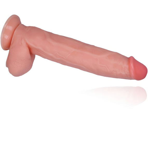 WIELKIE DILDO, POTĘŻNY PENIS Z JĄDRAMI I PRZYSSAWKĄ ŻYŁY NA CAŁEJ DŁUGOŚCI