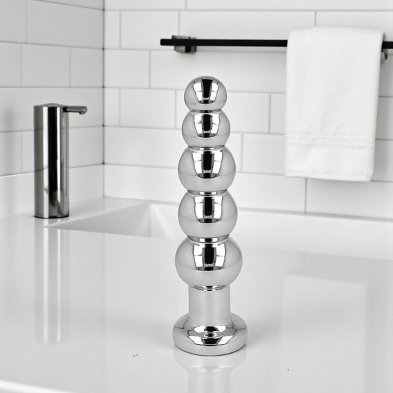 DUŻY METALOWY KOREK ANALNY KULKOWY Z OZDOBNYM KRYSZTAŁEM ANAL PLUG ZATYCZKA