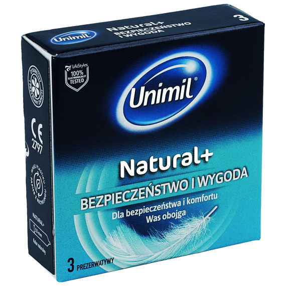 PREZERWATYWY UNIMIL NATURAL + PUDEŁKO 3 SZTUKI NAWILŻONE KLASYCZNE