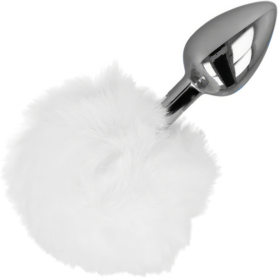 METALOWY PUSZYSTY ANALNY KOREK PLUG - POMPON OGON KRÓLICZKA ZABAWY BDSM