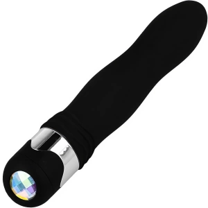 ELEGANCKI CZARNY WIBRATOR Z OZDOBNYM DIAMENTEM MASAŻER DO ANALU I POCHWY