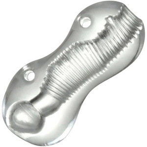 Żelowy Masturbator Tunelowy Z Wypustkami Lodowa Pochwa Z Uchwytem Na Palce