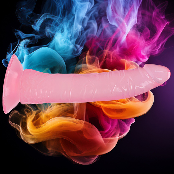 ŻELOWE DILDO WAGINALNO-ANALNE GIĘTKI PENIS Z PRZYSSAWKĄ ZARYSOWANA GŁÓWKA 