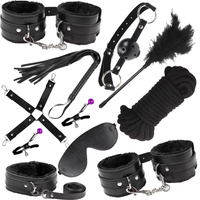 ZESTAW GADŻETÓW EROTYCZNYCH BDSM 10 ELEMENTÓW DLA PAR KAJDANKI KLIPSY PEJCZ