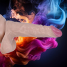 WIELKI REALISTYCZNY WIBRATOR Z JĄDRAMI PROFILOWANY PENIS Z WIBRACJĄ DILDO
