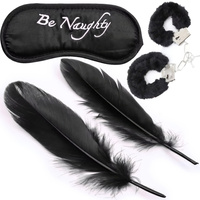 SEX ZESTAW ZMYSŁOWA OPASKA+PIÓRKO+KAJDANKI Z FUTERKIEM EROTYCZNE GADŻETY