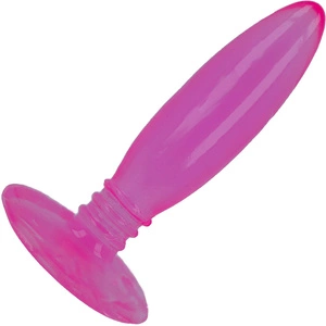 MAŁY KOREK ANALNY Z PRZYSSAWKĄ DLA POCZĄTKUJĄCYCH ŻELOWY DO PIESZCZOT