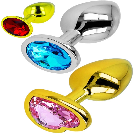 3 x KORKI  ANALNE Z KRYSZTAŁEM METALOWE REWELACYJNY ZESTAW FANTAZYJNY