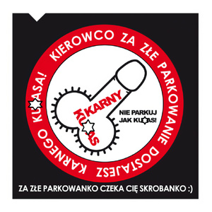 NAKLEJKI KARNY KU*AS ZA ZŁE PARKOWANIE 400SZT KARNE MOCNE NAKLEJKI NA SZYBĘ