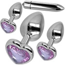 METALOWY ZESTAW KORKÓW ANALNYCH 3 KORKI MIX S M L PLUS WIBRATOR